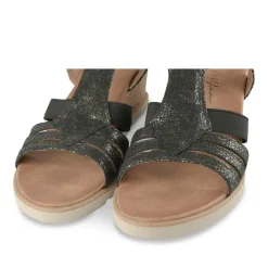 Sandales Confort NOIR Femme Motif Animal Boucle