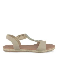 Sandales Corde BEIGE Femme Motif Uni Elastique
