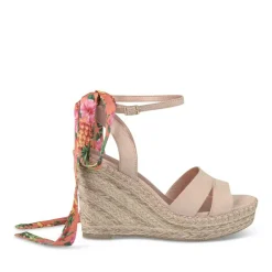 Sandales Corde BEIGE Femme Motif Tropical Boucle