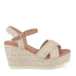 Sandales Corde BEIGE Femme Motif Rayures Boucle