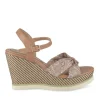 Sandales Corde BEIGE Femme Motif Fleuri Boucle