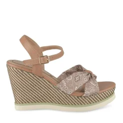 Sandales Corde BEIGE Femme Motif Fleuri Boucle