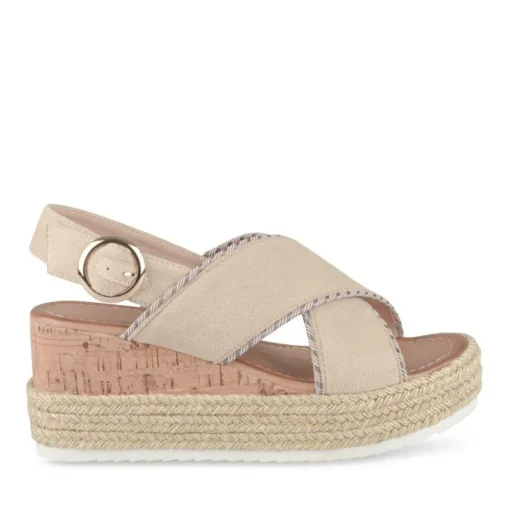 Sandales Corde BEIGE Femme Motif Paillettes Boucle