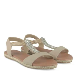 Sandales Corde BEIGE Femme Motif Uni Elastique