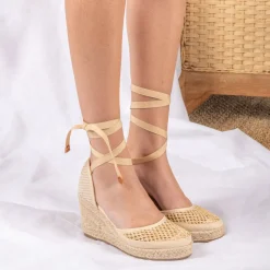 Sandales Corde BEIGE Femme Lacets