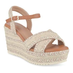 Sandales Corde BEIGE Femme Motif Rayures Boucle
