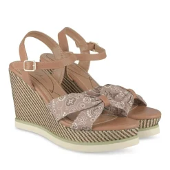 Sandales Corde BEIGE Femme Motif Fleuri Boucle
