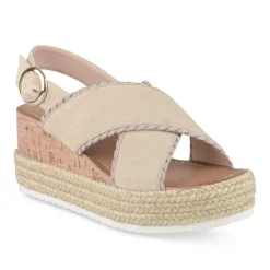 Sandales Corde BEIGE Femme Motif Paillettes Boucle