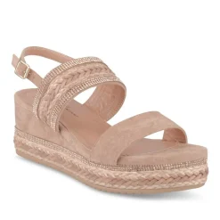 Sandales Corde BEIGE Femme Motif Paillettes Boucle