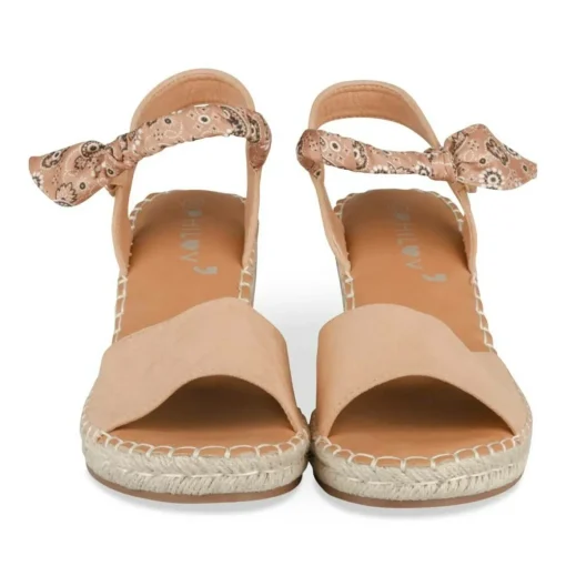 Sandales Corde BEIGE Femme Motif Fleuri Scratch