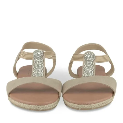 Sandales Corde BEIGE Femme Motif Uni Elastique