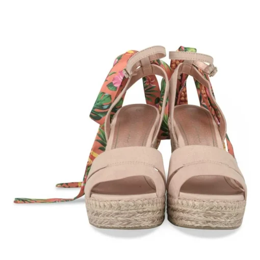 Sandales Corde BEIGE Femme Motif Tropical Boucle