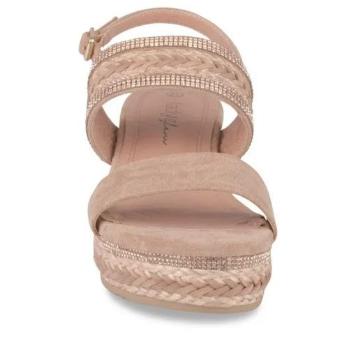 Sandales Corde BEIGE Femme Motif Paillettes Boucle