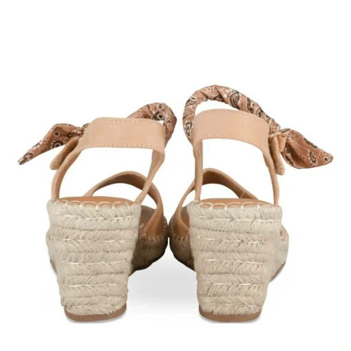 Sandales Corde BEIGE Femme Motif Fleuri Scratch