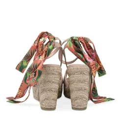 Sandales Corde BEIGE Femme Motif Tropical Boucle