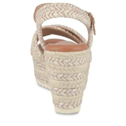 Sandales Corde BEIGE Femme Motif Rayures Boucle