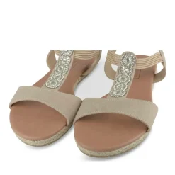 Sandales Corde BEIGE Femme Motif Uni Elastique