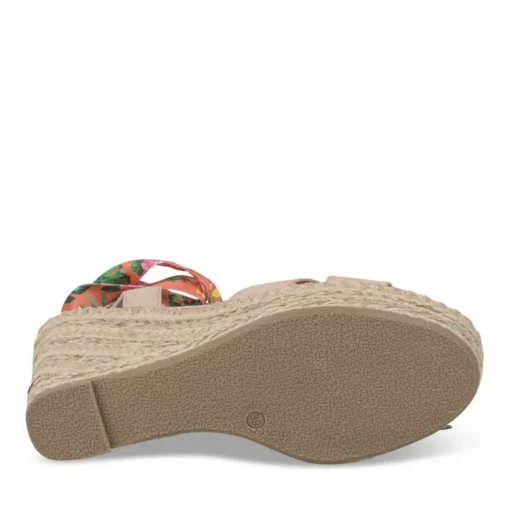 Sandales Corde BEIGE Femme Motif Tropical Boucle