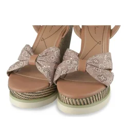 Sandales Corde BEIGE Femme Motif Fleuri Boucle