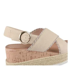 Sandales Corde BEIGE Femme Motif Paillettes Boucle