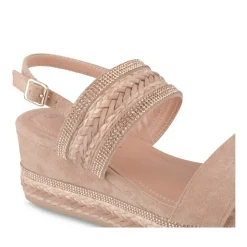 Sandales Corde BEIGE Femme Motif Paillettes Boucle
