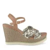 Sandales Corde BLANC Femme Motif Fleuri Boucle