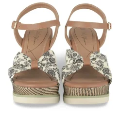 Sandales Corde BLANC Femme Motif Fleuri Boucle