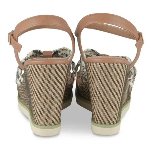 Sandales Corde BLANC Femme Motif Fleuri Boucle