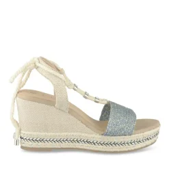 Sandales Corde BLEU Femme Motif Paillettes Lacets