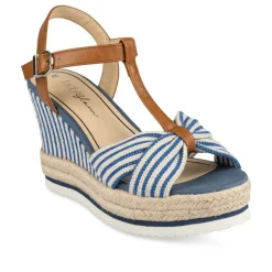 Sandales Corde BLEU Femme Motif Uni
