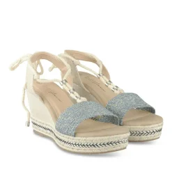 Sandales Corde BLEU Femme Motif Paillettes Lacets
