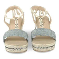Sandales Corde BLEU Femme Motif Paillettes Lacets