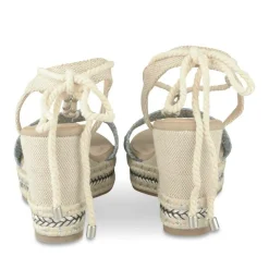 Sandales Corde BLEU Femme Motif Paillettes Lacets