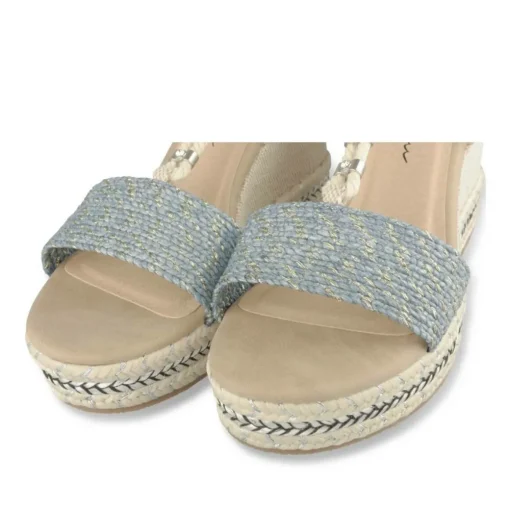 Sandales Corde BLEU Femme Motif Paillettes Lacets