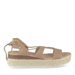 Sandales Corde COGNAC Femme Motif Uni Lacets