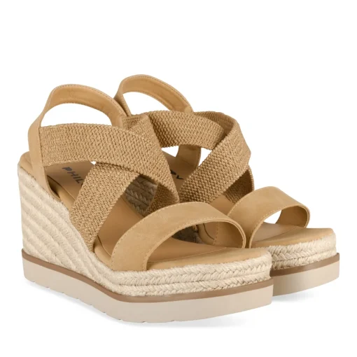 Sandales Corde COGNAC Femme Motif Uni Elastique