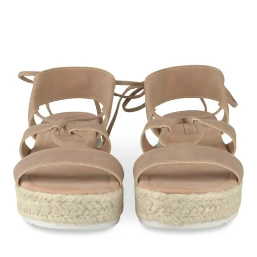 Sandales Corde COGNAC Femme Motif Uni Lacets