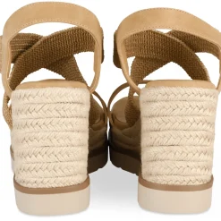 Sandales Corde COGNAC Femme Motif Uni Elastique