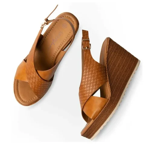 Sandales Corde COGNAC Femme Boucle