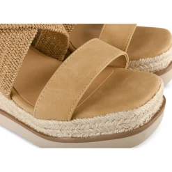 Sandales Corde COGNAC Femme Motif Uni Elastique