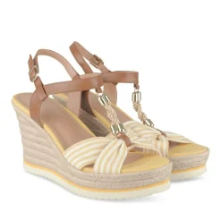 Sandales Corde JAUNE Femme Motif Rayures Boucle