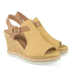 Sandales Corde JAUNE Femme Motif Animal Boucle