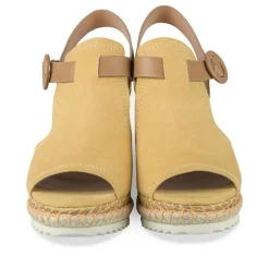Sandales Corde JAUNE Femme Motif Animal Boucle