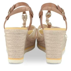Sandales Corde JAUNE Femme Motif Rayures Boucle