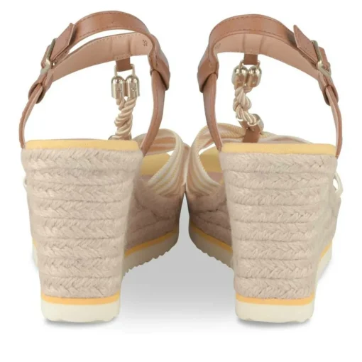 Sandales Corde JAUNE Femme Motif Rayures Boucle