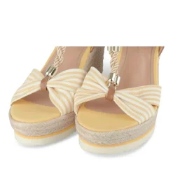 Sandales Corde JAUNE Femme Motif Rayures Boucle