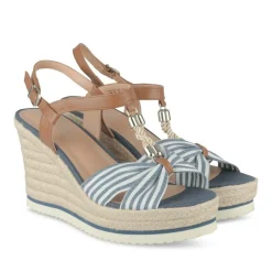 Sandales Corde MARINE Femme Motif Rayures Boucle