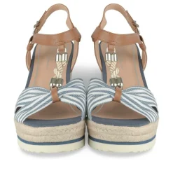 Sandales Corde MARINE Femme Motif Rayures Boucle