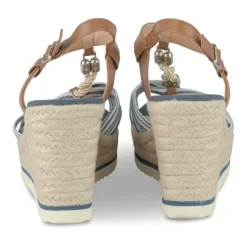 Sandales Corde MARINE Femme Motif Rayures Boucle