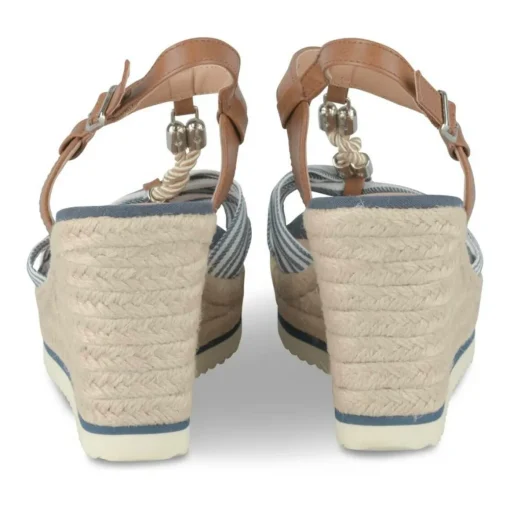 Sandales Corde MARINE Femme Motif Rayures Boucle